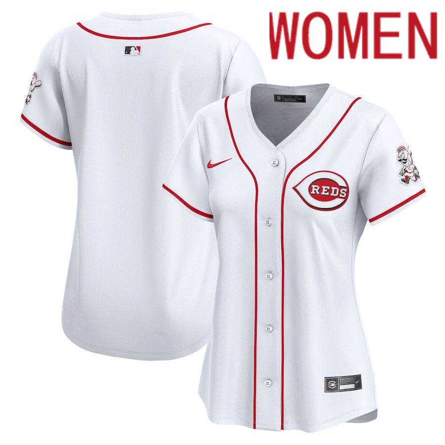 Women Cincinnati Reds Blank Nike White Home Limited MLB Jersey->women mlb jersey->Women Jersey